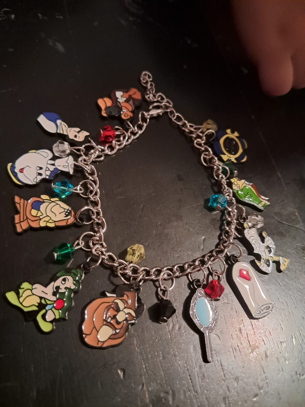Silver-Tone Multicolor Disney Charm Bracelet - Beauty & the Beast Theme